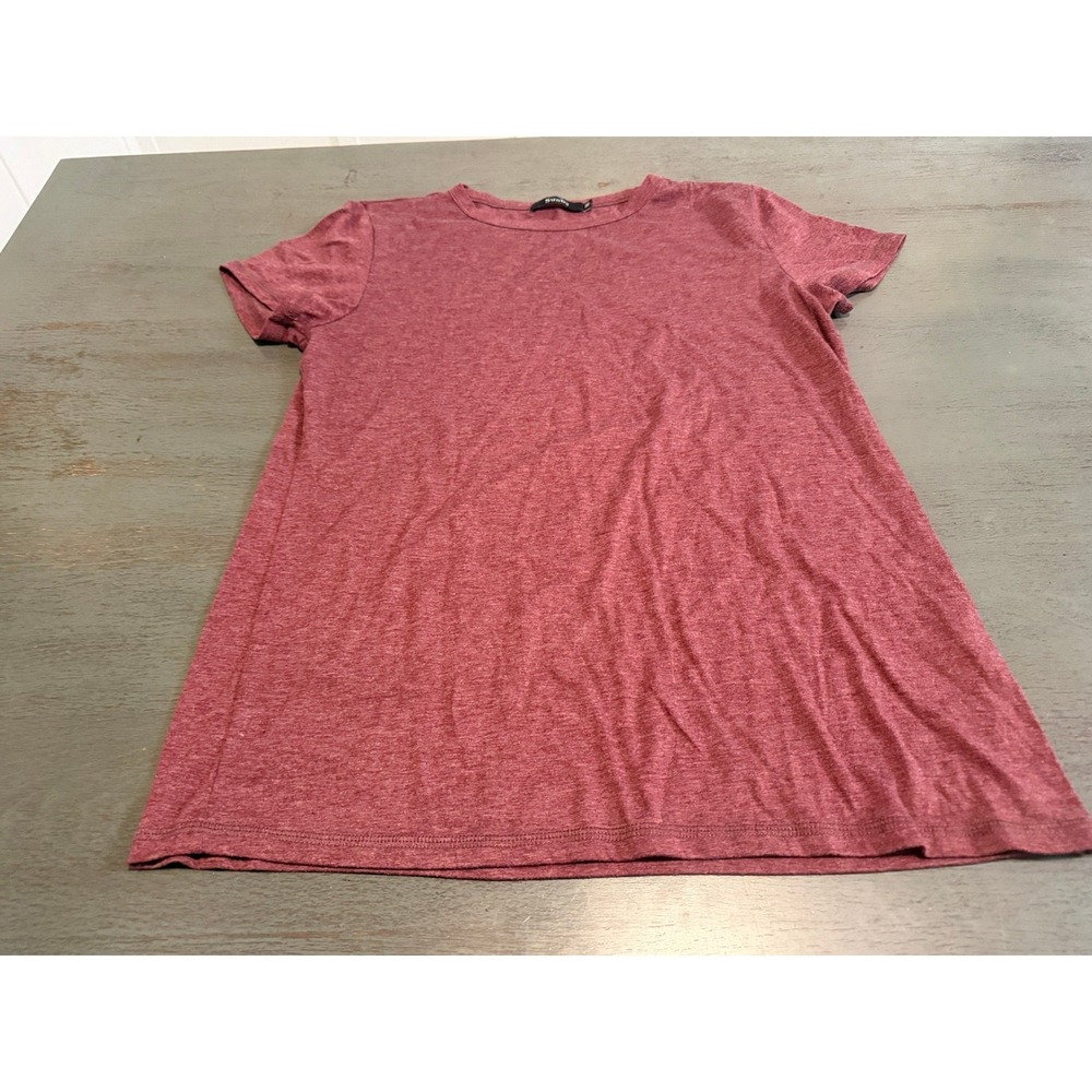 Sunbs Women Short Sleeve Crew Neck Heathered T-Shirt Burgundy Red Size M EZsb300